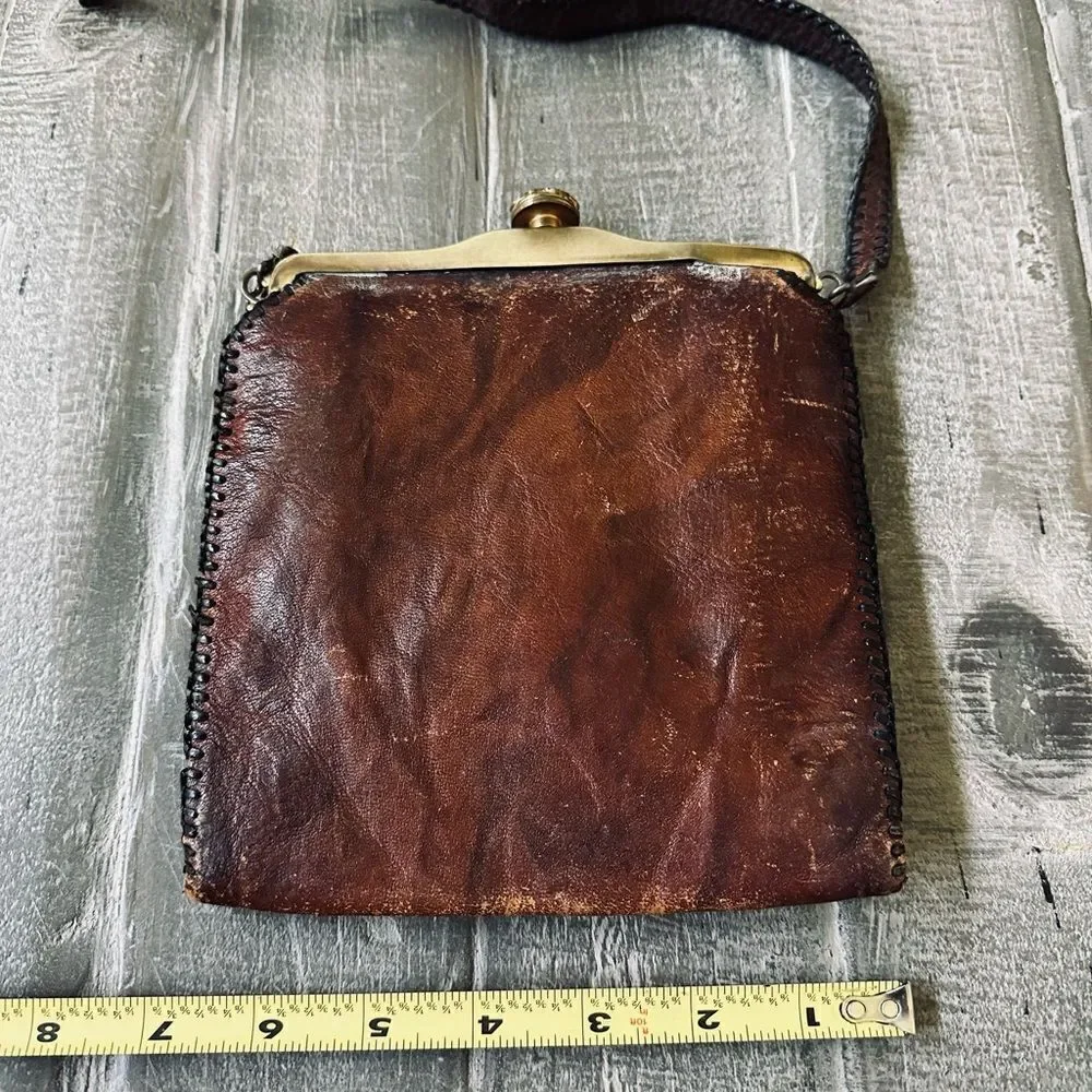 Amity Vintage Antique Leather Tooled Wallet Pouch Bag
